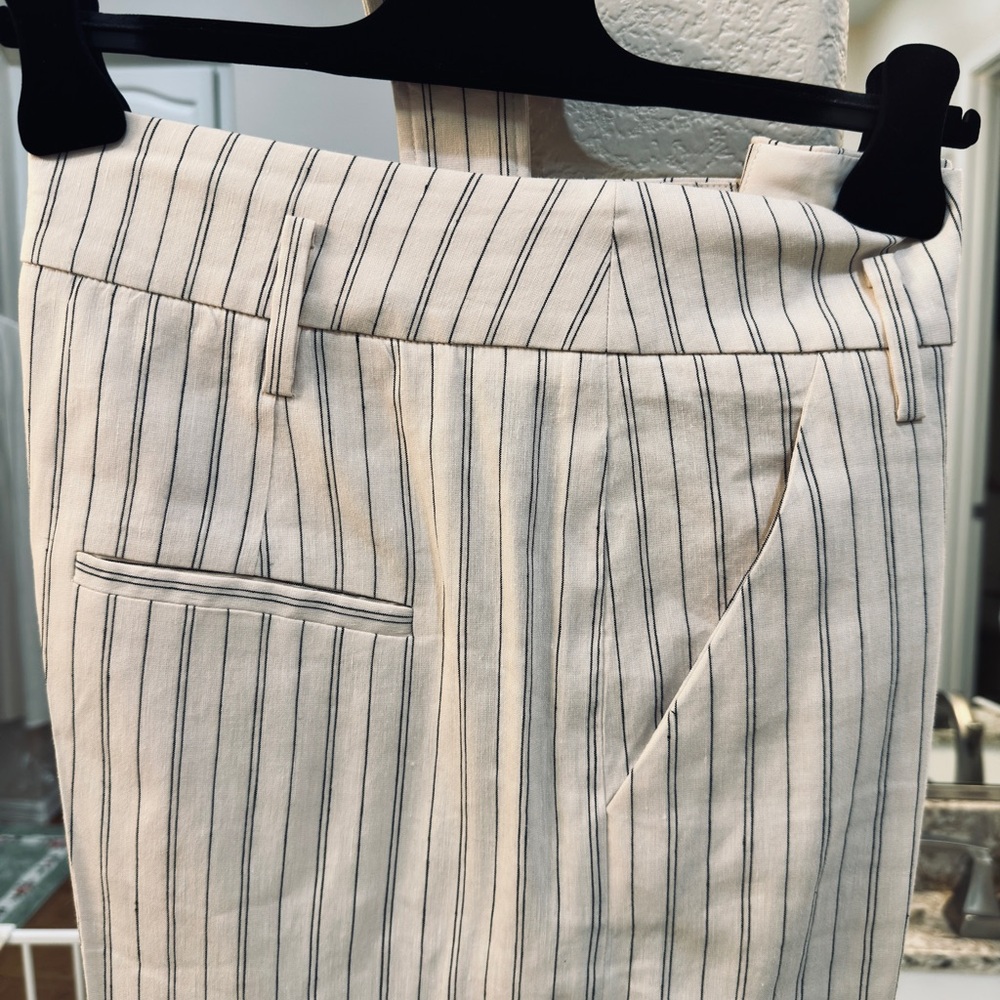 Veronica Beard Cream Trousers with Black Pinstripes NWOT